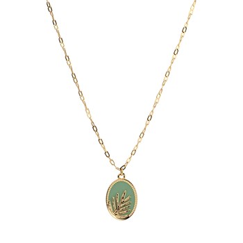 Collier réversible Les Cadettes laqué vert et laiton
doré