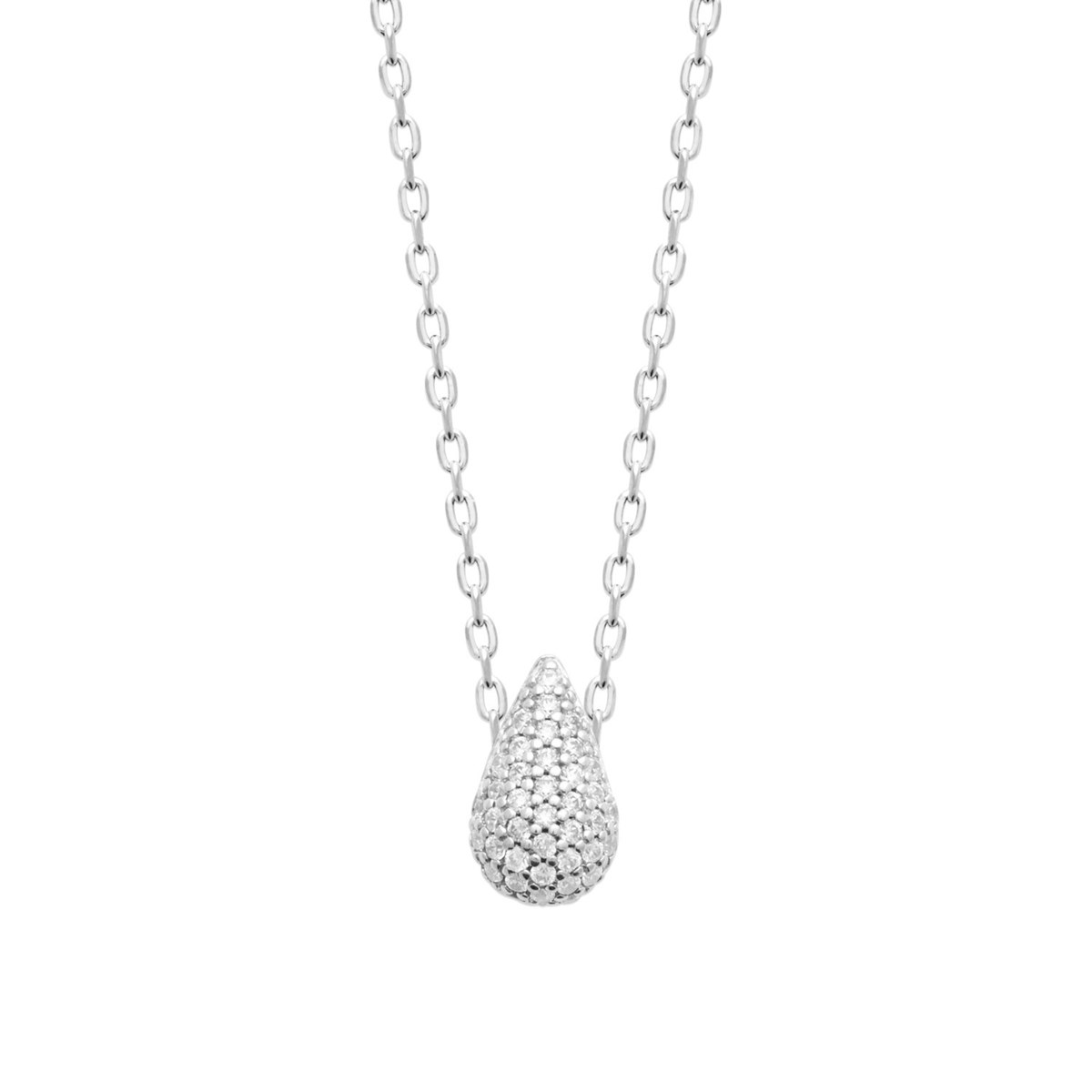 Collier Brillaxis Goutte argent rhodié oxydes blancs