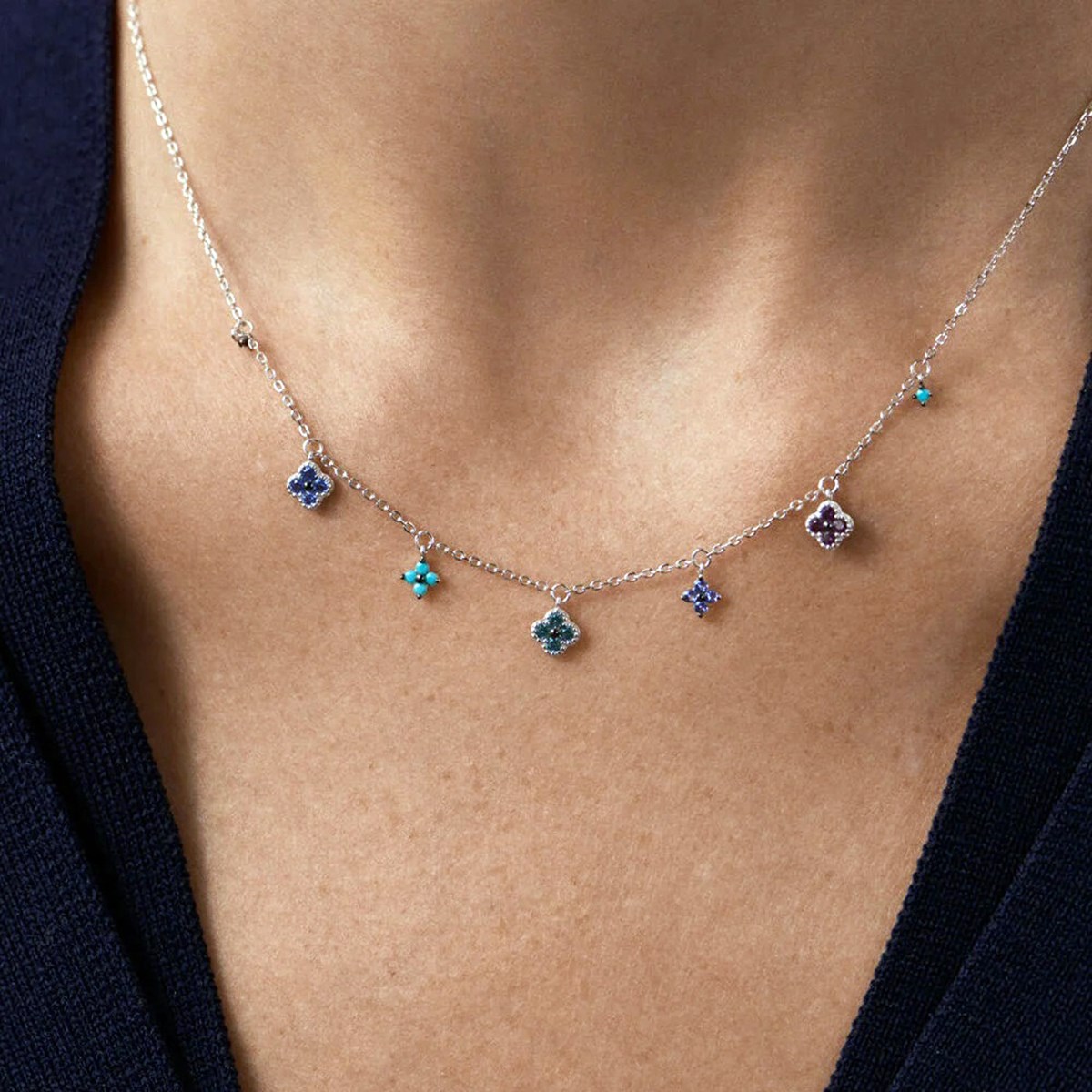 Collier Agatha Beloved argent pampilles multicolores - vue 2