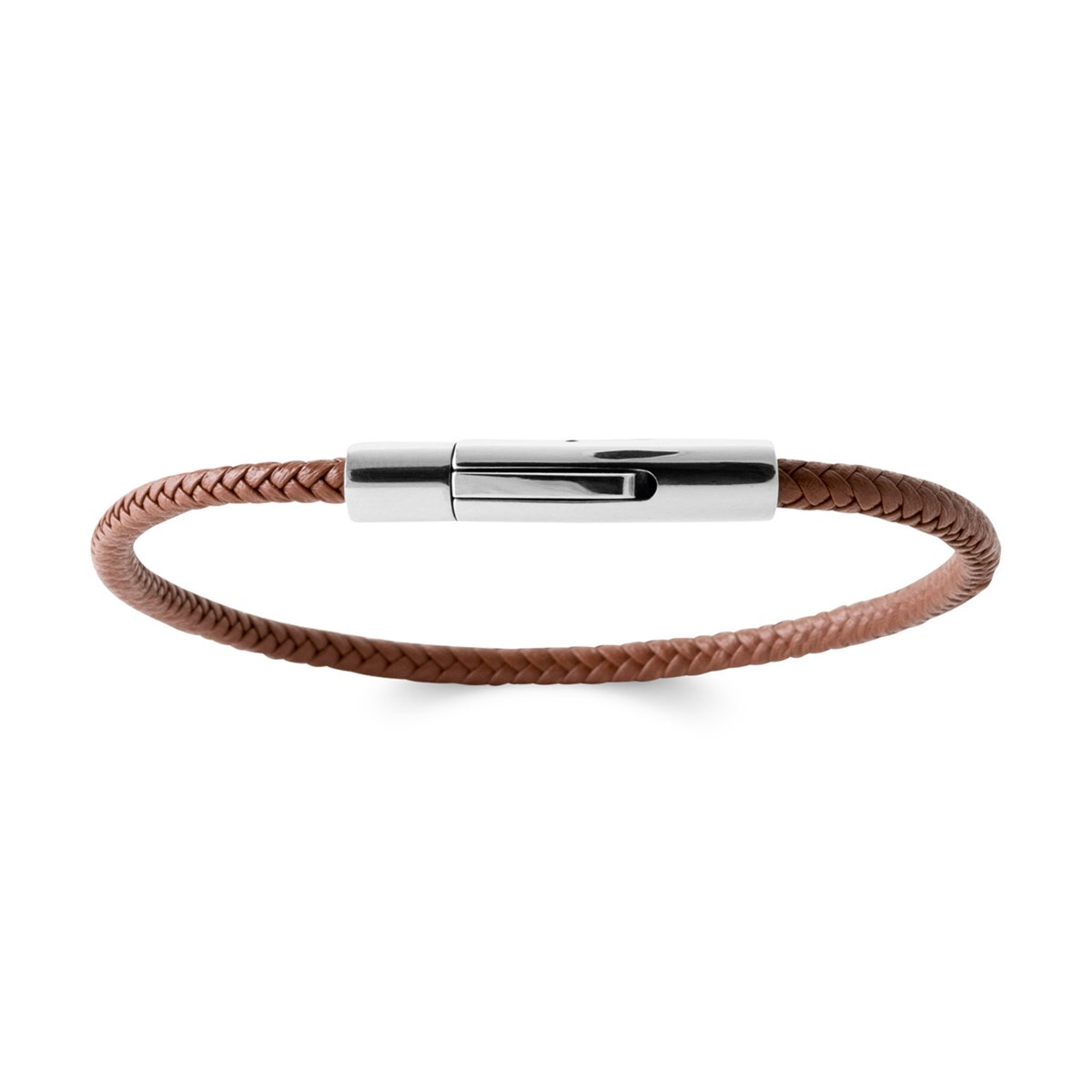 Bracelet Brillaxis cuir marron et acier - vue 3