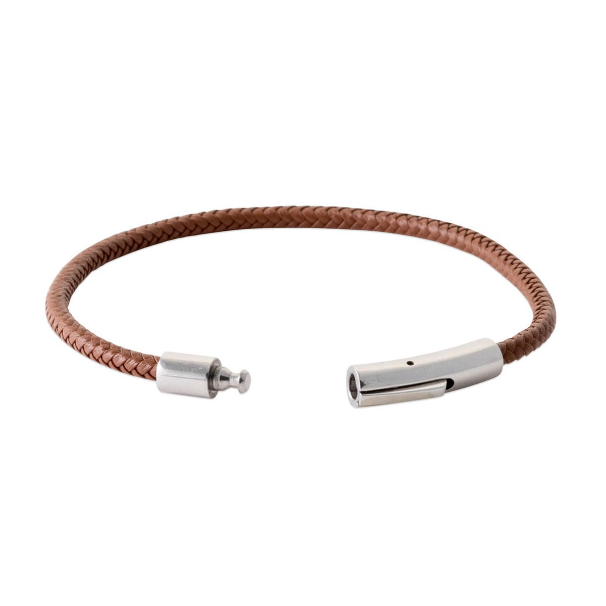 Bracelet Brillaxis cuir marron et acier - vue 4