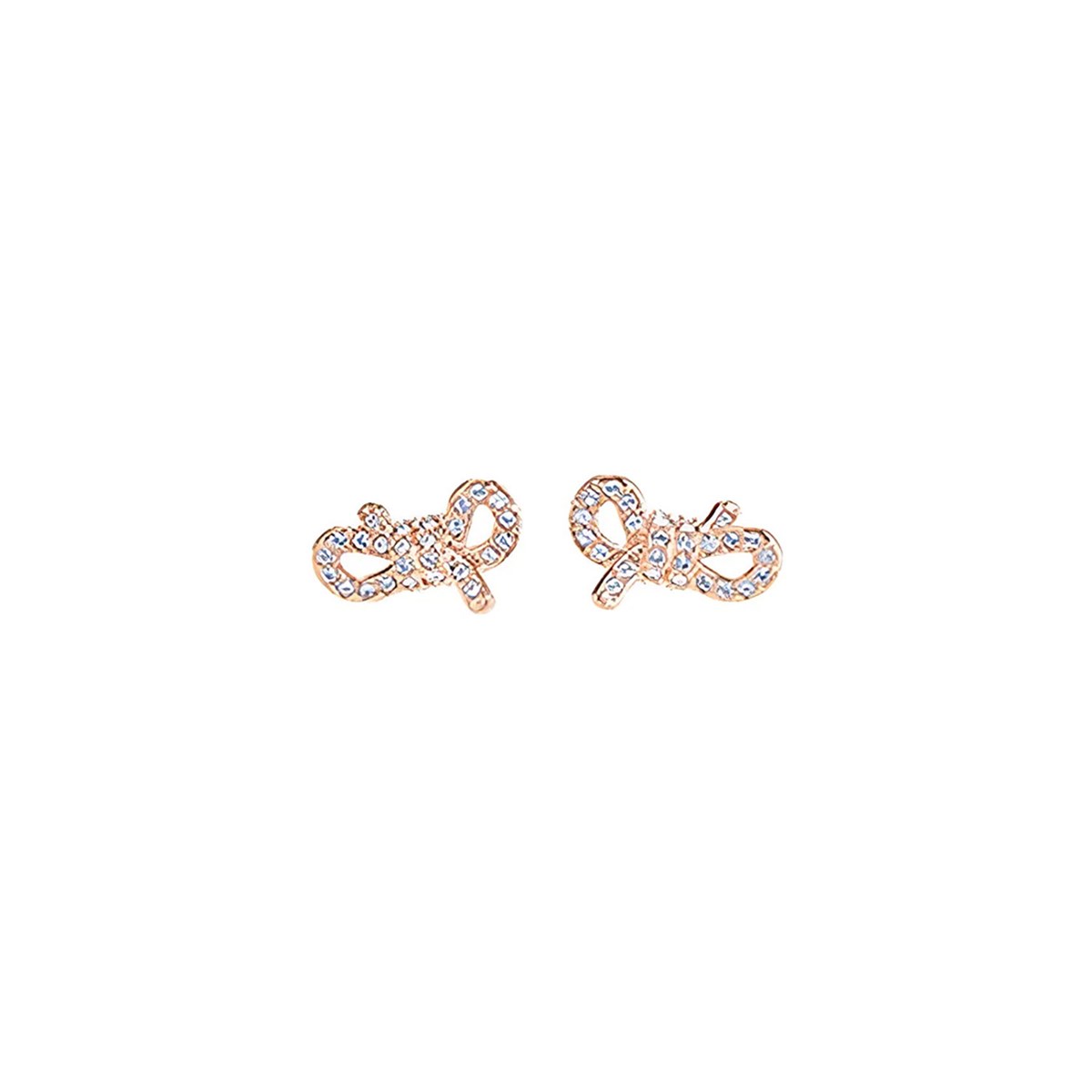 Puces d'oreilles Swarovski noeuds rosés