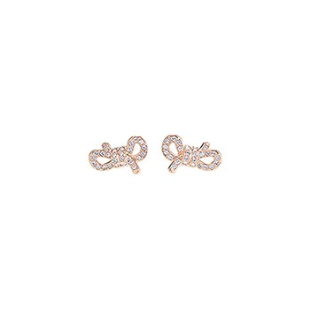 Puces d'oreilles Swarovski noeuds rosés