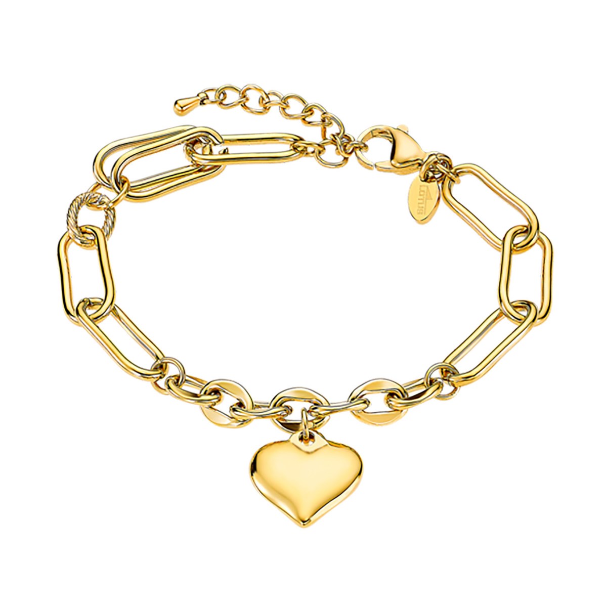 Bracelet Lotus Style acier doré pampille coeur