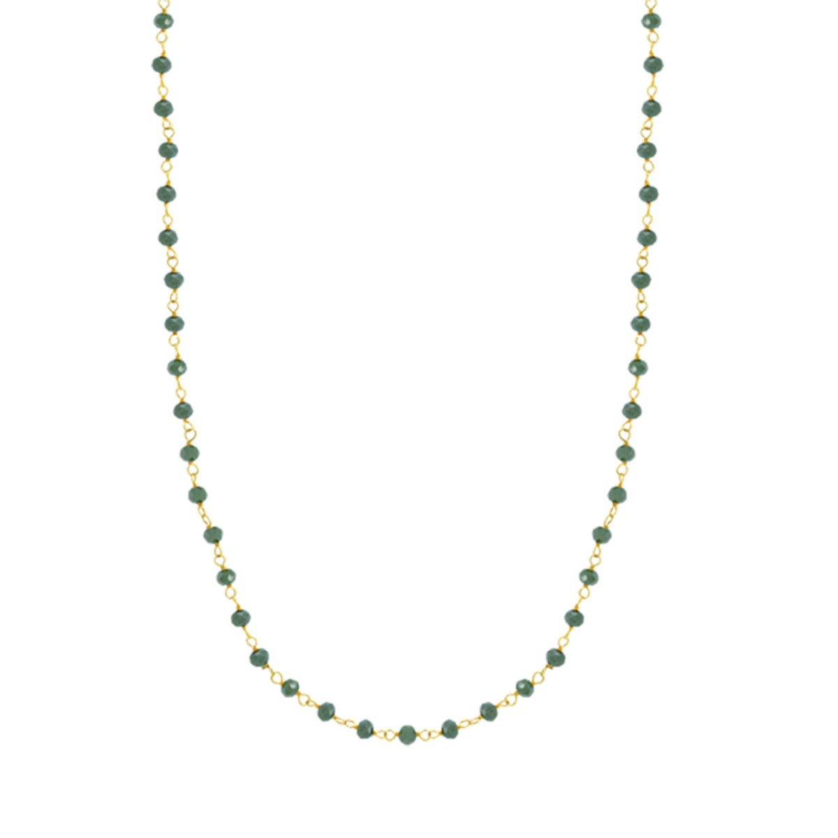 Collier Lotus Silver Trendy doré perles vertes