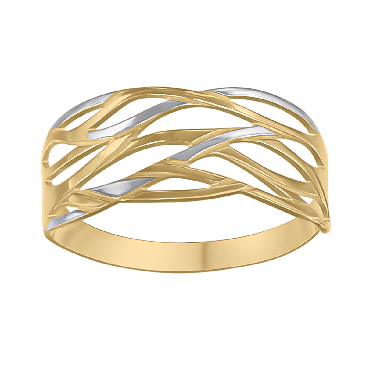Bague Brillaxis or bicolore 18 carats motif ajouré - vue 2