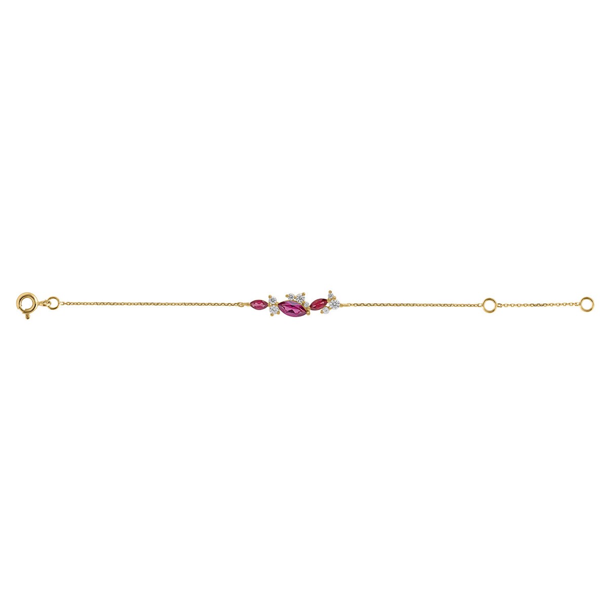 Bracelet Brillaxis or jaune 18K rhodolites oxydes - vue 2