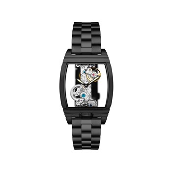Discovery Wolver Bridge Mechanical - Montre homme - Mouvement automatique squelette 2 aiguilles - Noir