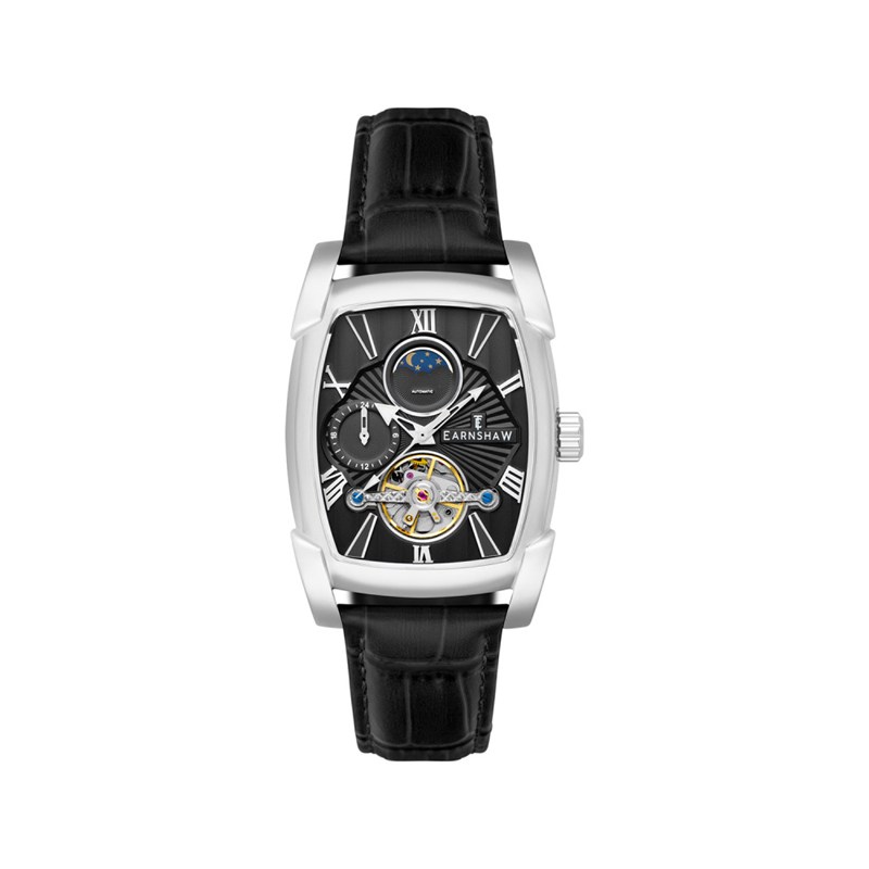 Heritage Kensington Multifonction Automatic - Montre homme - Boitier argent - Bracelet cuir noir