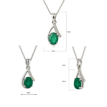 Pendentif Lumière de Zambie Émeraude Ovale Argent Rhodié 925 | Collection Précieuse Aden