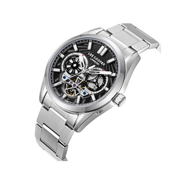 MICHAEL - Montre Homme - Analogique Mouvement Automatique Multifonction - Boitier rond en métal argenté - Cadran noir