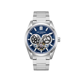 MICHAEL - Montre Homme - Analogique Mouvement Automatique Multifonction - Boitier rond en métal argenté - Cadran bleu