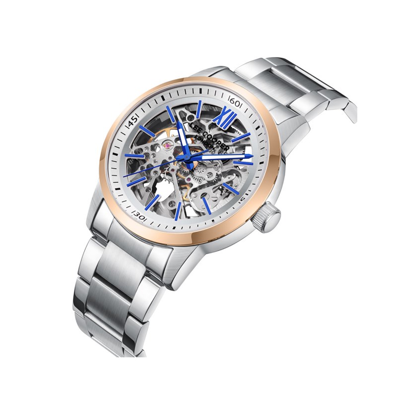 LEO - Montre Homme - Analogique Mouvement Squelette Automatique - Boitier rond en métal - Cadran blanc - vue 2