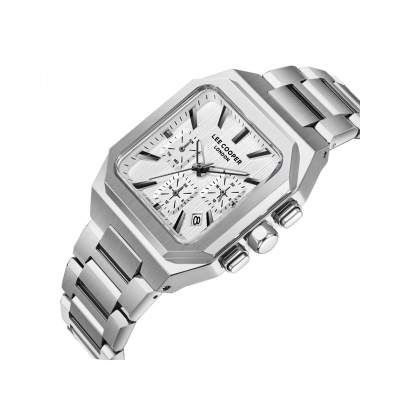 WAYNE - Montre Homme - Analogique Mouvement Quartz Multifonction - Boitier carré en métal argenté - Cadran blanc - vue 2