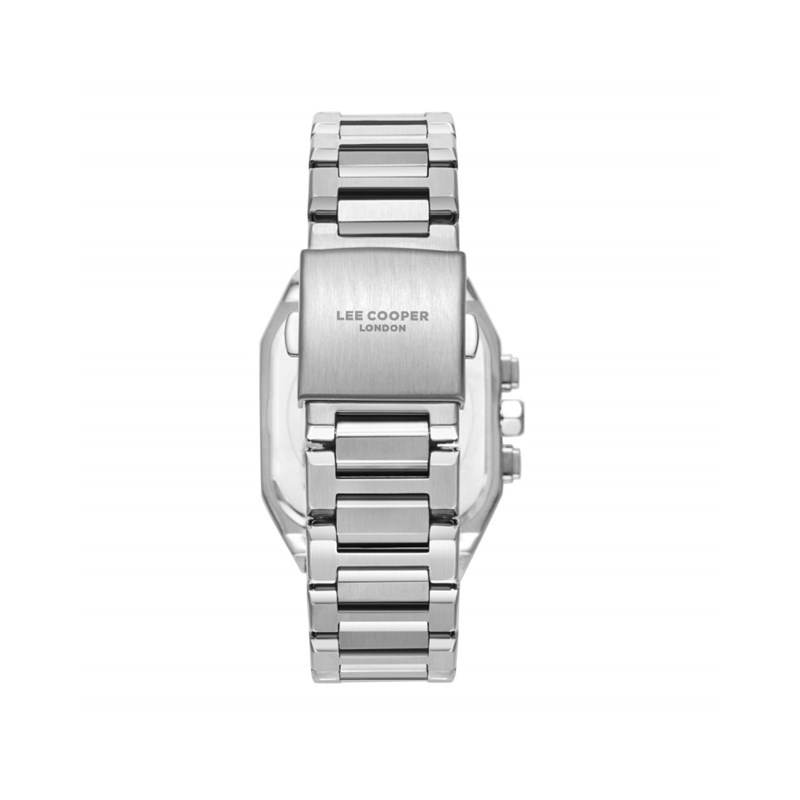 WAYNE - Montre Homme - Analogique Mouvement Quartz Multifonction - Boitier carré en métal argenté - Cadran bleu - vue 4