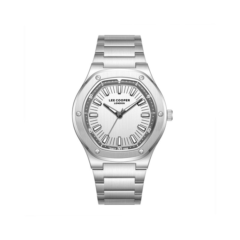 SIMON - Montre Homme - Analogique Mouvement Quartz 3 aiguilles - Boitier rond en métal argenté - Cadran blanc