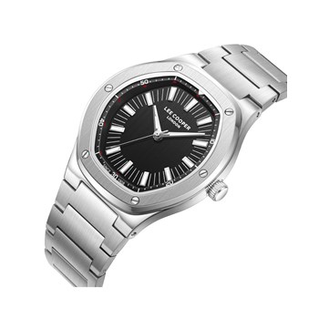 SIMON - Montre Homme - Analogique Mouvement Quartz 3 aiguilles - Boitier rond en métal argenté - Cadran noir