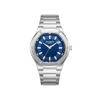 SIMON - Montre Homme - Analogique Mouvement Quartz 3 aiguilles - Boitier rond en métal argenté - Cadran bleu