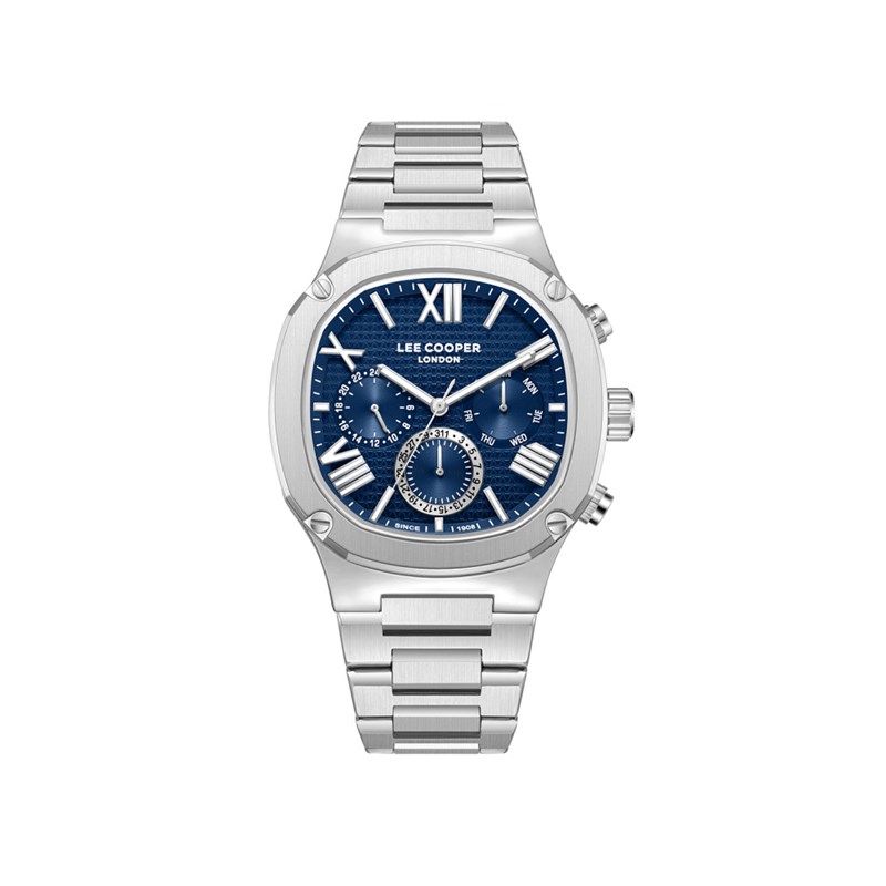 LOUIS - Montre Homme - Analogique Mouvement Quartz Multifonction - Boitier carré en métal - Cadran bleu