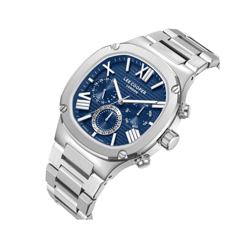 LOUIS - Montre Homme - Analogique Mouvement Quartz Multifonction - Boitier carré en métal - Cadran bleu - vue 2