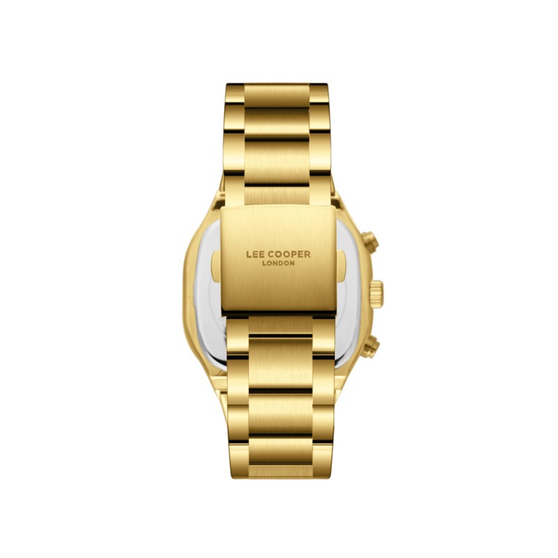 JOSHUA - Montre Homme - Analogique Mouvement Quartz Multifonction - Boitier carré en métal doré - vue 4