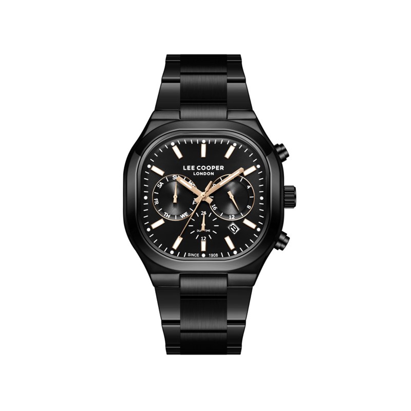 JOSHUA - Montre Homme - Analogique Mouvement Quartz Multifonction - Boitier carré en métal noir