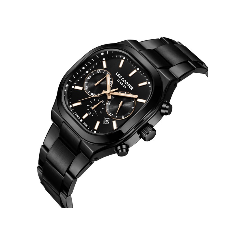 JOSHUA - Montre Homme - Analogique Mouvement Quartz Multifonction - Boitier carré en métal noir - vue 2