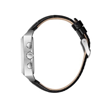 PAUL - Montre Homme - Analogique Mouvement Quartz Multifonction - Boitier tonneau en métal argenté - Bracelet noir