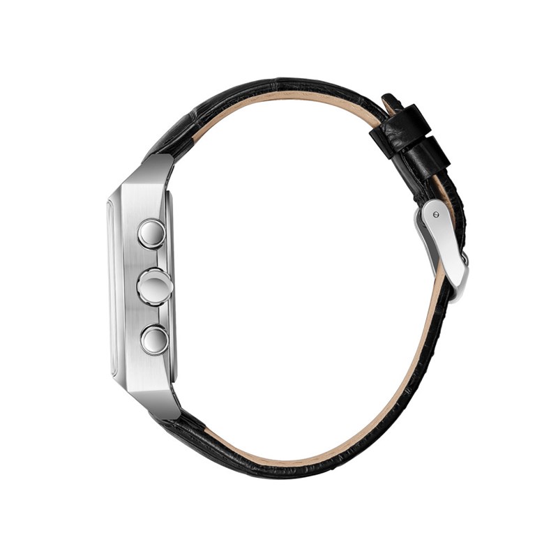 PAUL - Montre Homme - Analogique Mouvement Quartz Multifonction - Boitier tonneau en métal argenté - Bracelet noir - vue 3