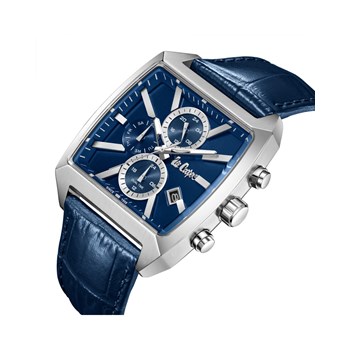 PAUL - Montre Homme - Analogique Mouvement Quartz Multifonction - Boitier tonneau en métal argenté - Bracelet bleu