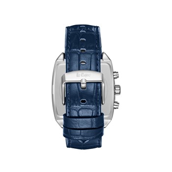 PAUL - Montre Homme - Analogique Mouvement Quartz Multifonction - Boitier tonneau en métal argenté - Bracelet bleu