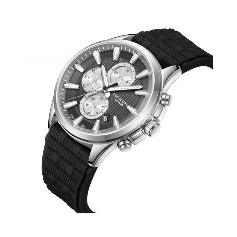 ALBERT - Montre Homme - Analogique Mouvement Quartz Multifonction - Boitier rond en métal argenté - Bracelet noir - vue 2
