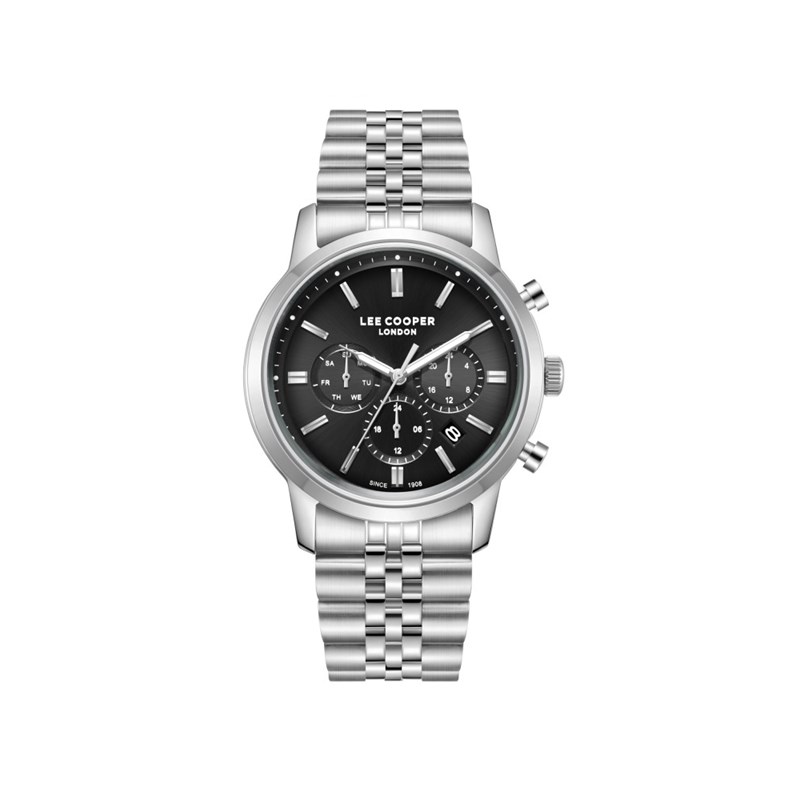 VINCENT - Montre Homme - Analogique Mouvement Quartz Multifonction - Boitier rond en métal argenté - Cadran noir