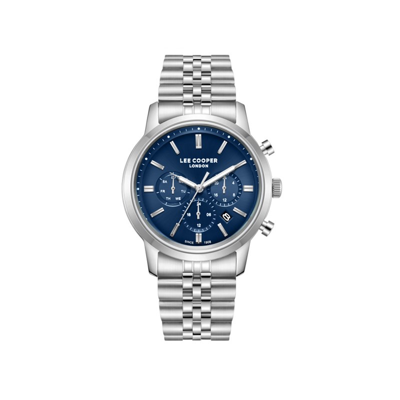 VINCENT - Montre Homme - Analogique Mouvement Quartz Multifonction - Boitier rond en métal argenté - Cadran bleu
