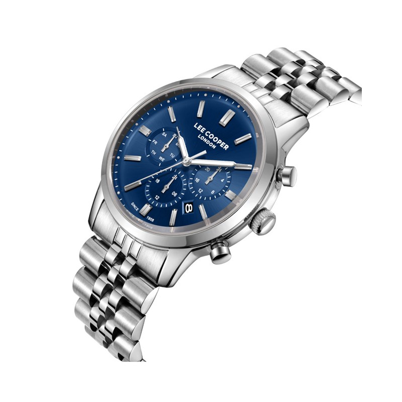 VINCENT - Montre Homme - Analogique Mouvement Quartz Multifonction - Boitier rond en métal argenté - Cadran bleu - vue 2