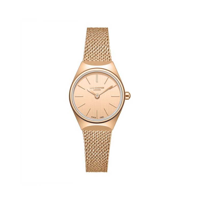 JASMINE - Montre Femme - Analogique Mouvement Quartz 2 aiguilles - Boitier rond en métal - Cadran nacré doré rose