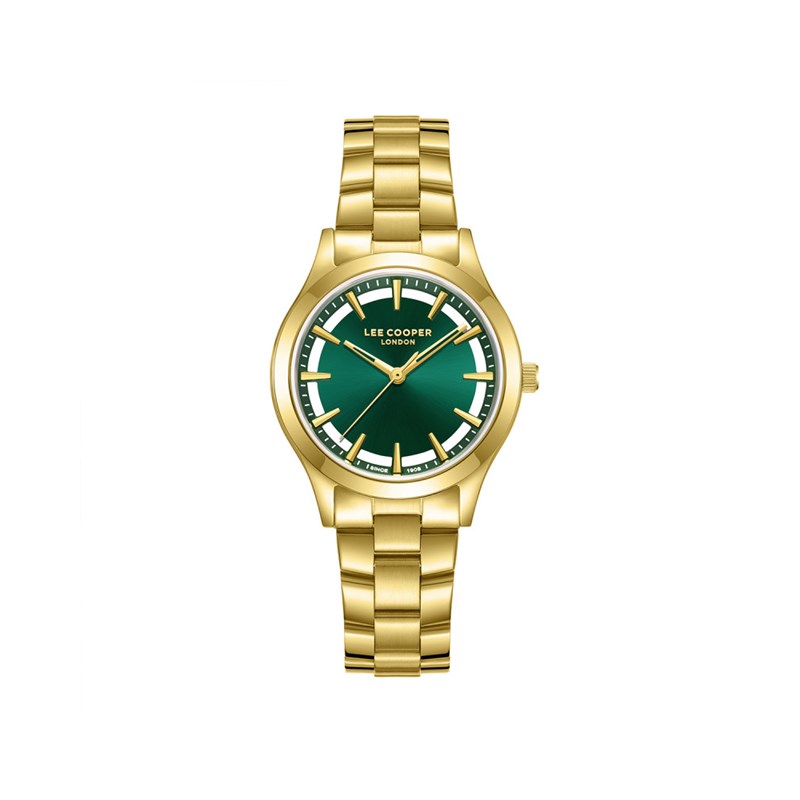 HOPE - Montre Femme - Analogique Mouvement Quartz 3 aiguilles - Boitier rond en métal - Cadran soleillé vert avec parties transparentes