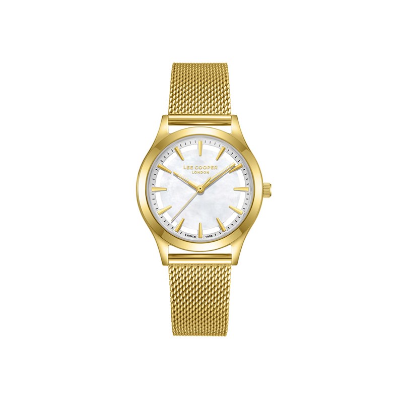AMBER - Montre Femme - Analogique Mouvement Quartz 3 aiguilles - Boitier rond en métal - Cadran nacré blanc avec parties transparentes