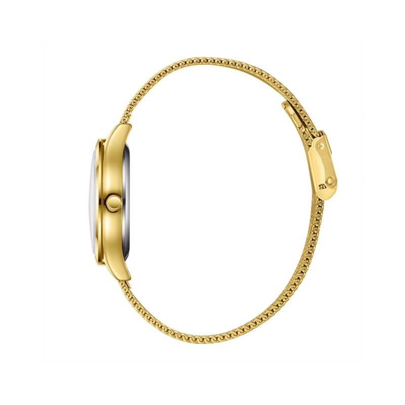 AMBER - Montre Femme - Analogique Mouvement Quartz 3 aiguilles - Boitier rond en métal - Cadran nacré blanc avec parties transparentes - vue 3