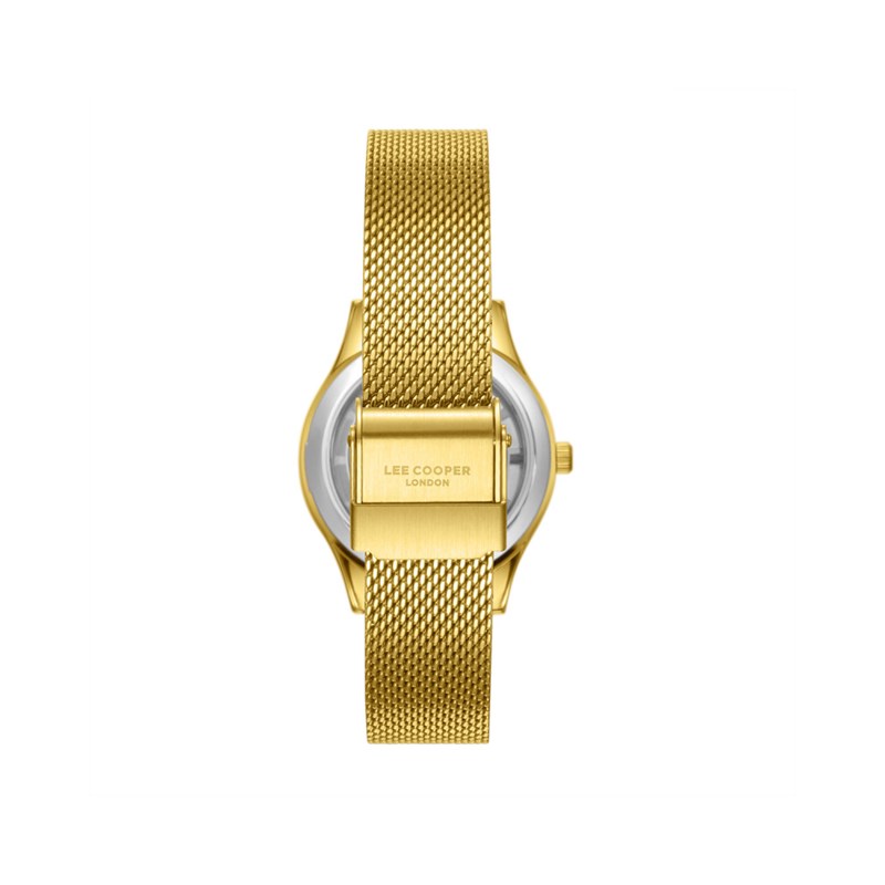 AMBER - Montre Femme - Analogique Mouvement Quartz 3 aiguilles - Boitier rond en métal - Cadran nacré blanc avec parties transparentes - vue 4