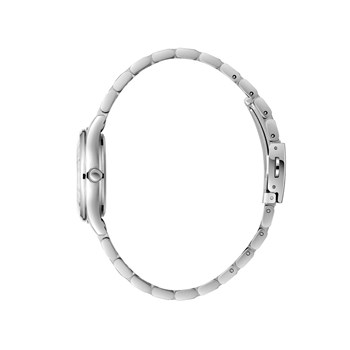 JOAN - Montre Femme - Analogique Mouvement Quartz 3 aiguilles - Boitier rond en métal  - Lunette facettée en crystal - Cadran blanc