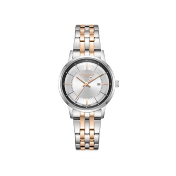 SOPHIA - Montre Femme - Analogique Mouvement Quartz 3 aiguilles et date - Boitier rond en métal - Cadran soleillé argenté