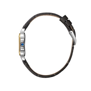 AVA - Montre Femme - Analogique Mouvement Quartz 2 aiguilles - Boitier rectangulaire en métal - Bracelet en cuir noir façon alligator