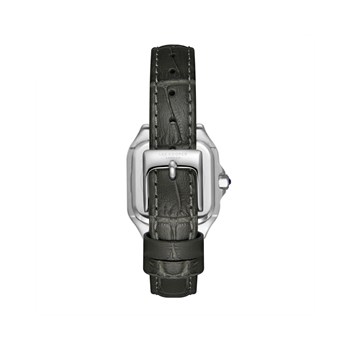 AVA - Montre Femme - Analogique Mouvement Quartz 2 aiguilles - Boitier rectangulaire en métal - Bracelet en cuir noir façon alligator