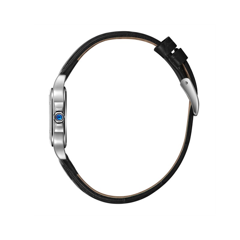 AVA - Montre Femme - Analogique Mouvement Quartz 2 aiguilles - Boitier rectangulaire en métal - Bracelet en cuir noir façon alligator - vue 3