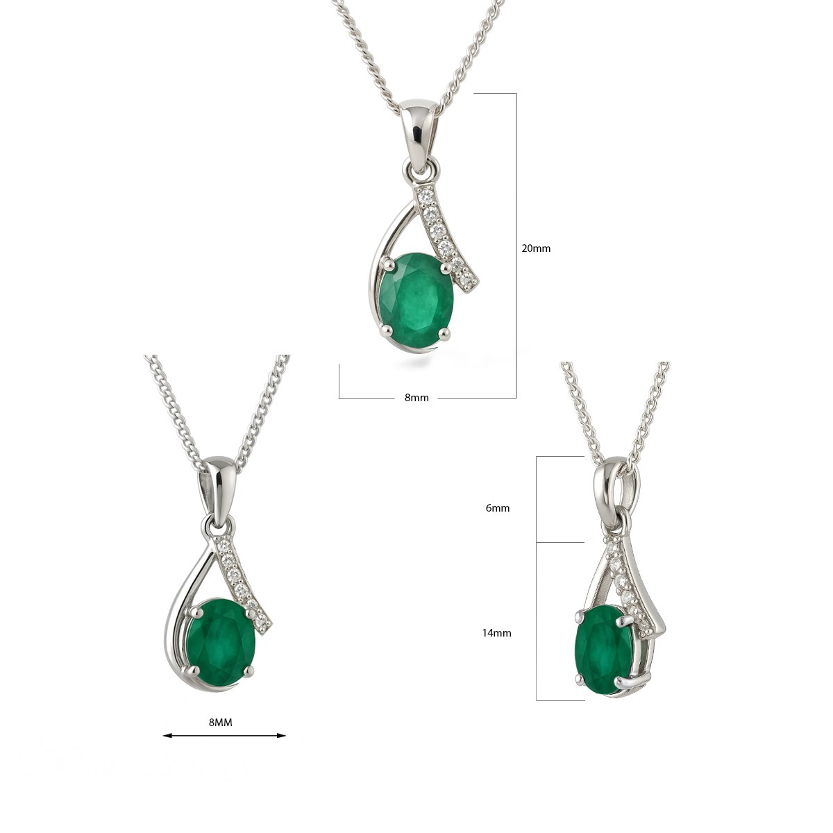 Collier Émeraude de Zambie Or Blanc 14K Diamants | Collection Précieuse Aden - vue 2
