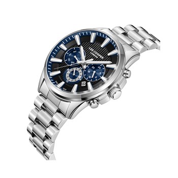 AUGUSTIN - Montre Homme - Analogique Mouvement Multifonction - Boitier rond en métal - Bracelet en métal - Cadran noir