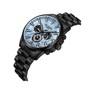 AUGUSTIN - Montre Homme - Analogique Mouvement Multifonction - Boitier rond en métal - Bracelet en métal - Cadran bleu