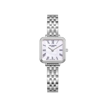 EMMA - Montre Femme - Analogique Quartz 2 aiguilles - Boitier carré en métal - Cadran nacré - Bracelet en métal argenté