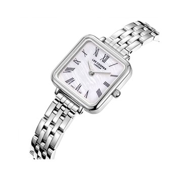 EMMA - Montre Femme - Analogique Quartz 2 aiguilles - Boitier carré en métal - Cadran nacré - Bracelet en métal argenté